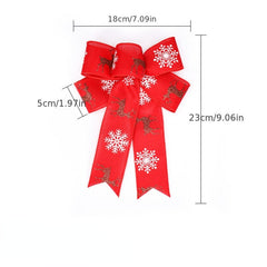 Christmas Tree Decoration Burlap Bow Printed Elk Snowfla...