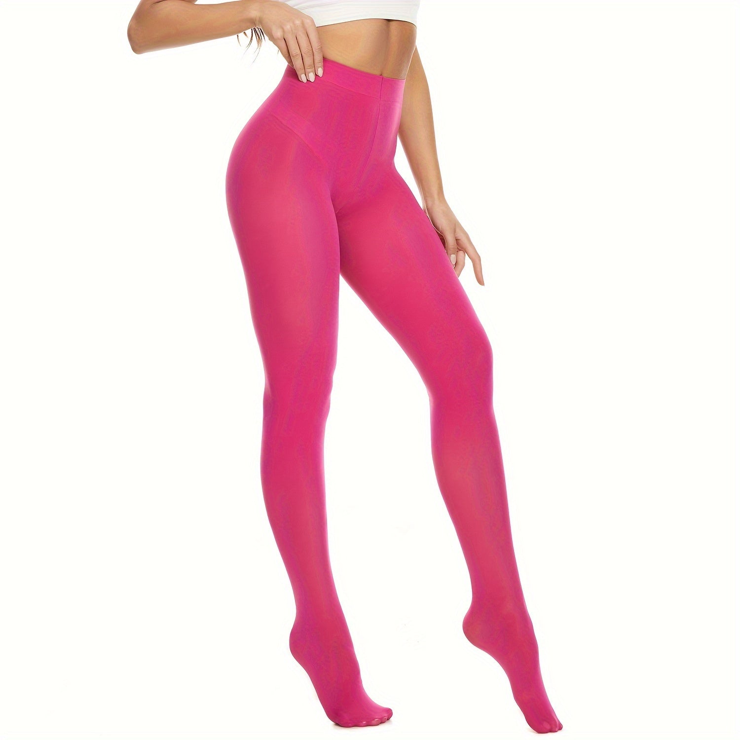 Opaque Elastic Tights High Waist Slim Footed Pantyhose