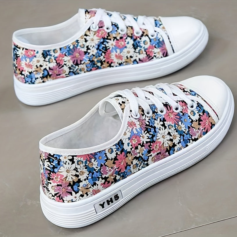 Women's Floral Print Canvas Shoes Lightweight Low Top Shoes