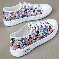Women's Floral Print Canvas Shoes Lightweight Low Top Shoes