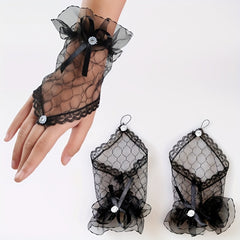 Lace Fingerless Gloves Short Summer Gloves Romantic Wedding Bridal Gloves
