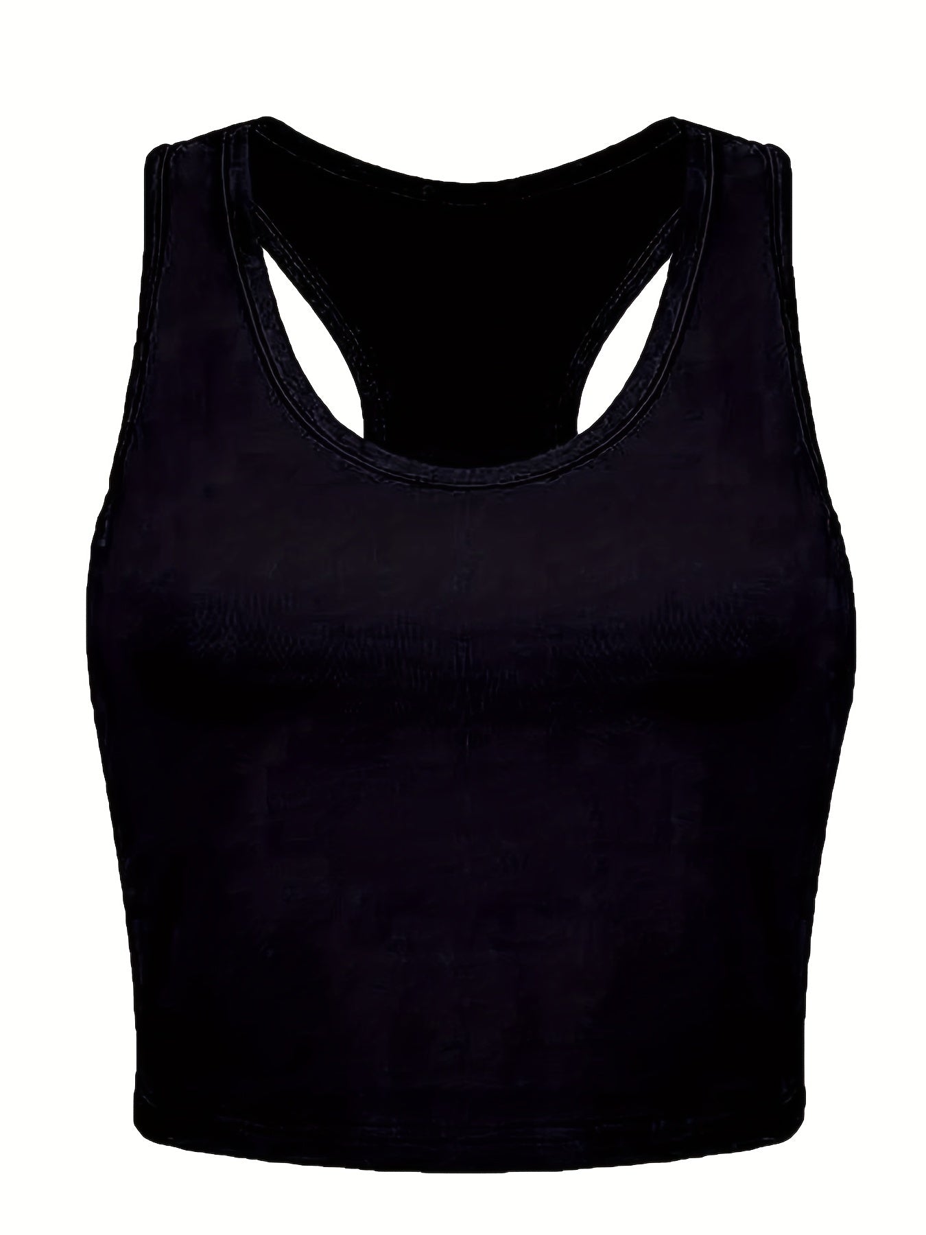 Solid Racerback Tank Top Sleeveless Crew Neck Casual Summer Top