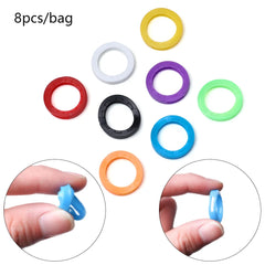 8Pcs Silicone Key Cap Covers Topper Elastic Keyring Key Case Bag Organizer