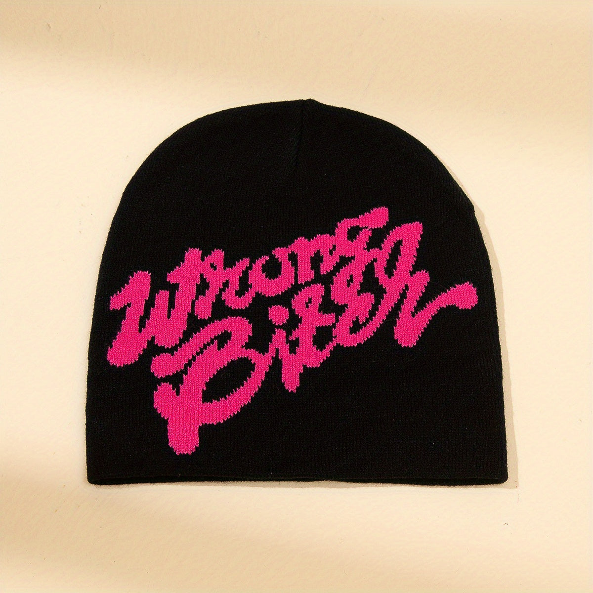 Y2K Letter Jacquard Beanie Elastic Hip Hop Knit Hat