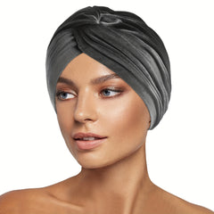 Velvet Turban Hat Wrap Cover Pre Tied Knot Bonnet Head Wraps For Women