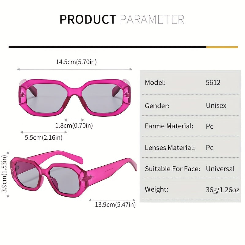 Geometric Retro Sunglasses UV400 Sun Shades Rivet Jelly for Travel