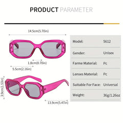 Geometric Retro Sunglasses UV400 Sun Shades Rivet Jelly for Travel
