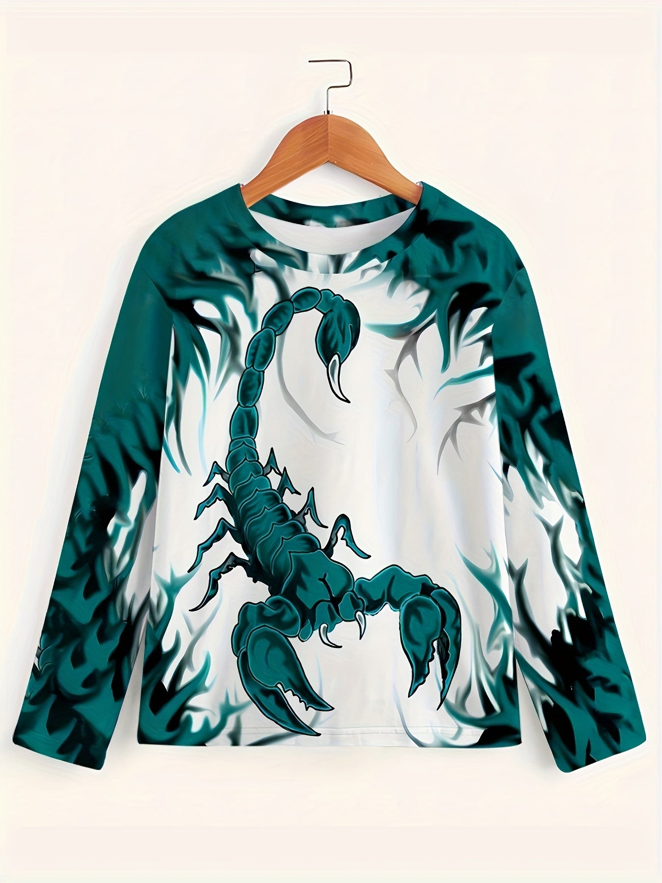 Scorpion Print Men's Long Sleeve Graphic T shirt Casual Comfy Tees