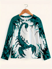 Scorpion Print Men's Long Sleeve Graphic T shirt Casual Comfy Tees