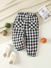 Boys Plaid Long Pants Elastic Waist Casual Kids Clothes