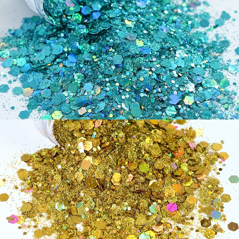 2 Pcs Chunky Holographic Glitter Sequins for Nails & Face
