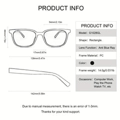 Square Anti Light Glasses Metal Frame