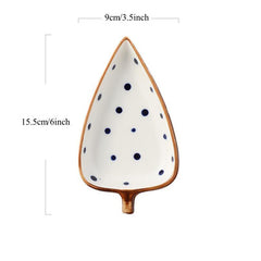 Leaf Shape Ceramic Appetizer Plate Dipping Bowl for Snacks & Sauces