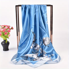 Retro Floral Print Silk Square Scarf Shawl Bandana Neckerchief