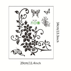 Flower Pattern Toilet Lid Decal Wall Sticker Bathroom Decor