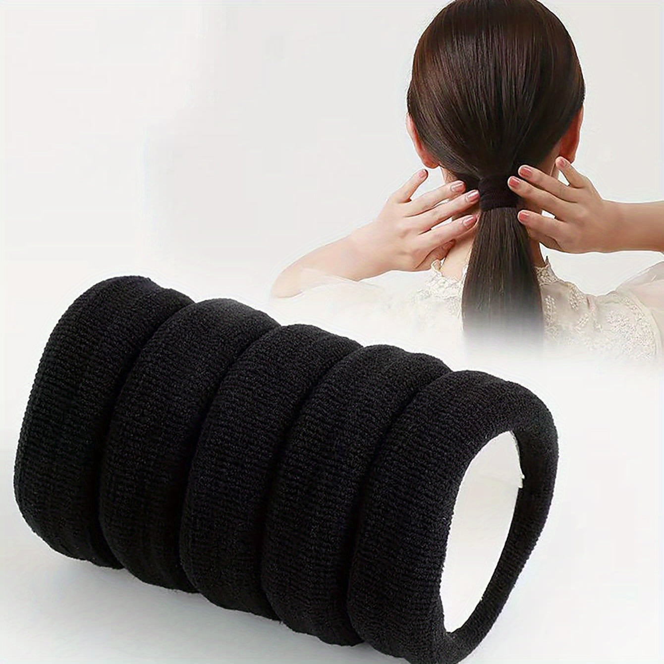 5pcs Seamless Rubber Band Style Solid Hair Tie Ponytail Hair Rope