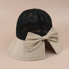 Bowknot Hollow Stitching Bucket Hat Sunscreen Beach Hat