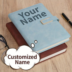 Custom A5 Notebook Personalized Soft PU Leather Journal Gray/Brown