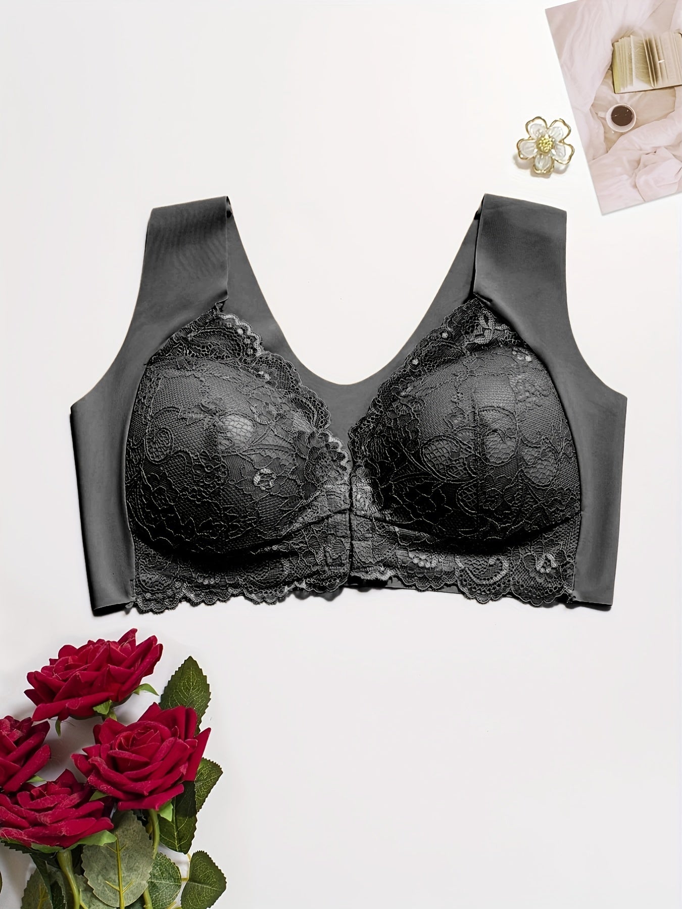  Bra Women's Plus Front Close Wide Strap Full Coverage