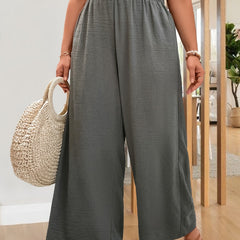 Women's Plus Wide Leg High Rise Pants