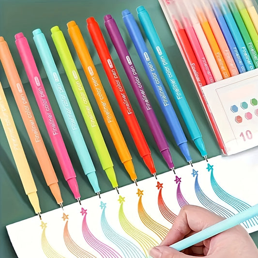 10pcs Colorful Fiber Tip Markers Set