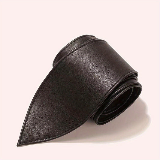 Solid Bowknot Wide Belt PU Leather Vintage Girdle Women Waistband