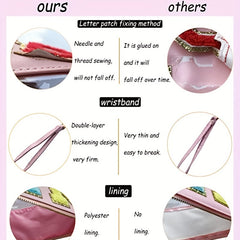 Chenille Letter Patch PVC Pouch Zipper Transparent Travel Cosmetic Bag