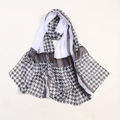 Houndstooth Scarf Chiffon Shawl Casual Sunscreen Head Wrap