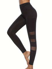 Mesh Contrast High Waist Yoga Leggings for Women