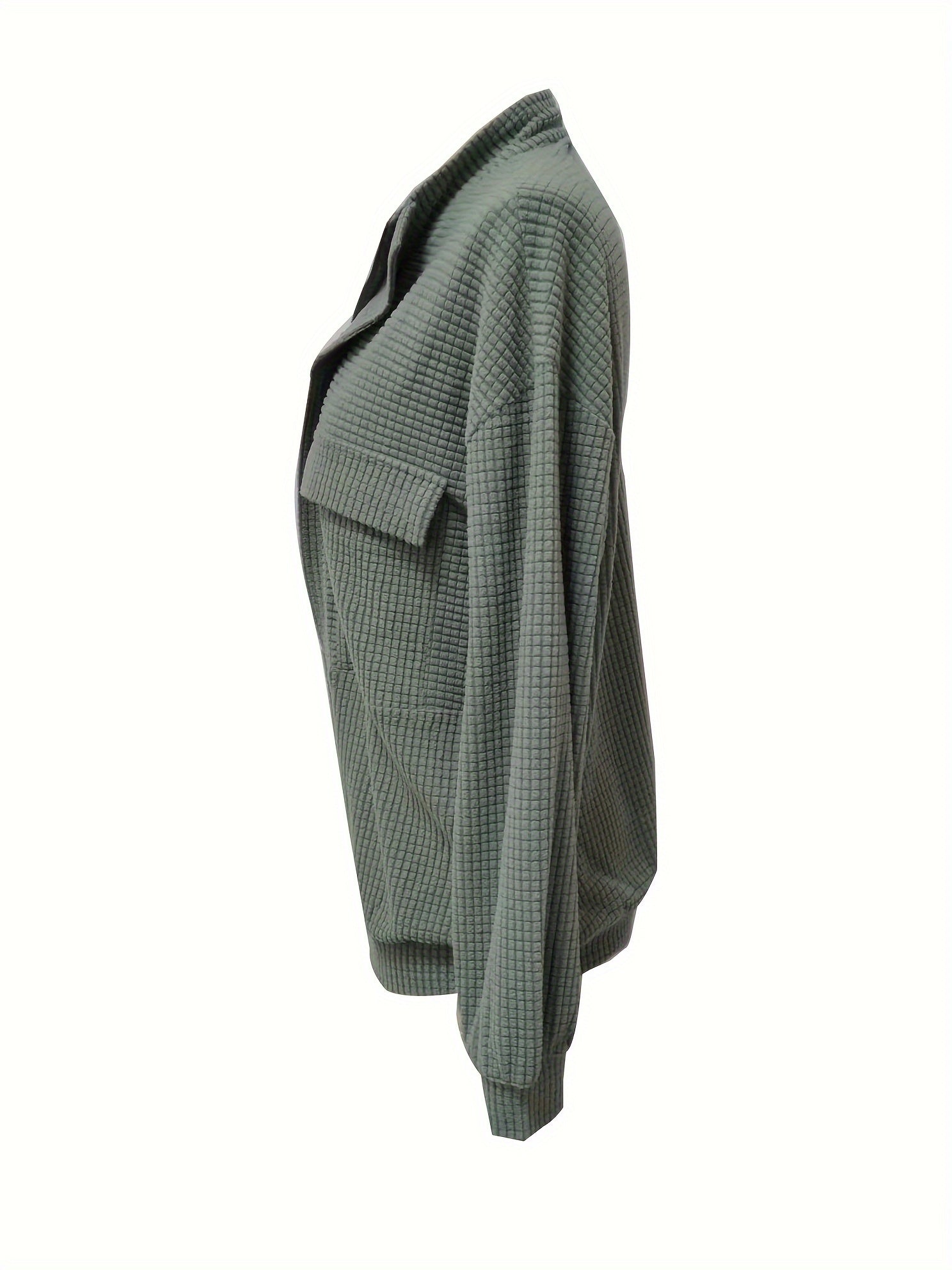  Solid Waffle Knit Half Zipper Top