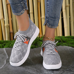 Women's Geometric Pattern Sneakers Lace Up Outdoor Shoes
