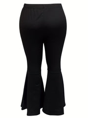  Solid High Rise Skinny Flared Leg Pants