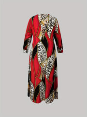  Retro Dress Women's Plus Leopard & Paisley Print Maxi Dress