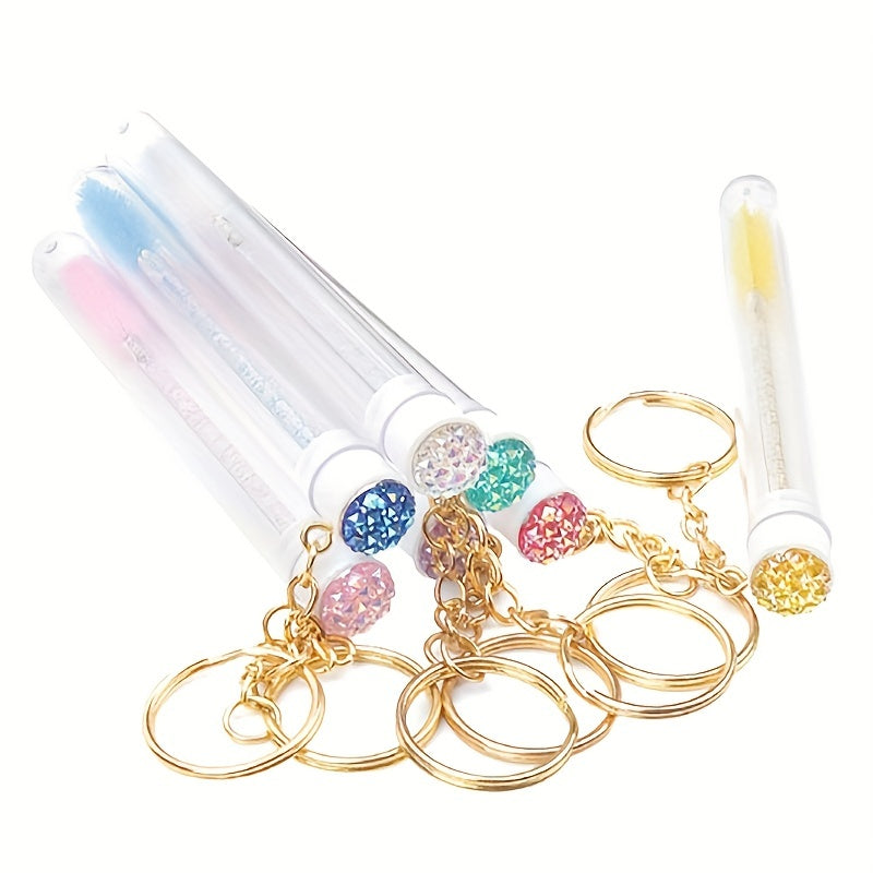 Mascara Wands Crystal Eyelash Spoolies Eyebrow Brush Reusable Key Chain Tube