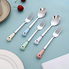 2pcs Cartoon Fruit Forks Ceramic Handle Stainless Steel Dessert Fork
