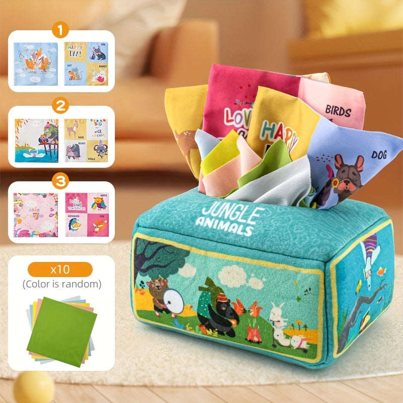 Jungle Animals Tissue Box Toy for Toddlers