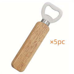 5pcs Portable Wooden Handle Beer Soda Bottle Opener Bar Accessories
