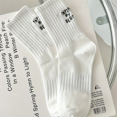Letter Print Sports Mid Tube Socks Women's Stockings