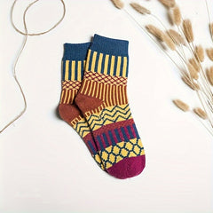 3 Pairs Vintage Warm Cotton Socks Winter Crew Socks