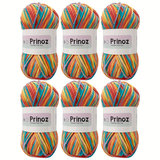 6pcs Gradient Soft Yarn DIY Craft Knit Sweater Scarf Socks Gloves 300g Bag