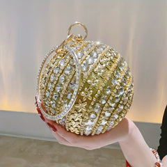 Flower Rhinestone Clutch Purse Mini Round Handbags for Women