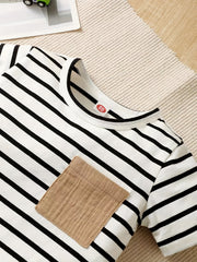 2pcs Little Boy Casual Striped Tees & Shorts Set Summer Kids Clothes