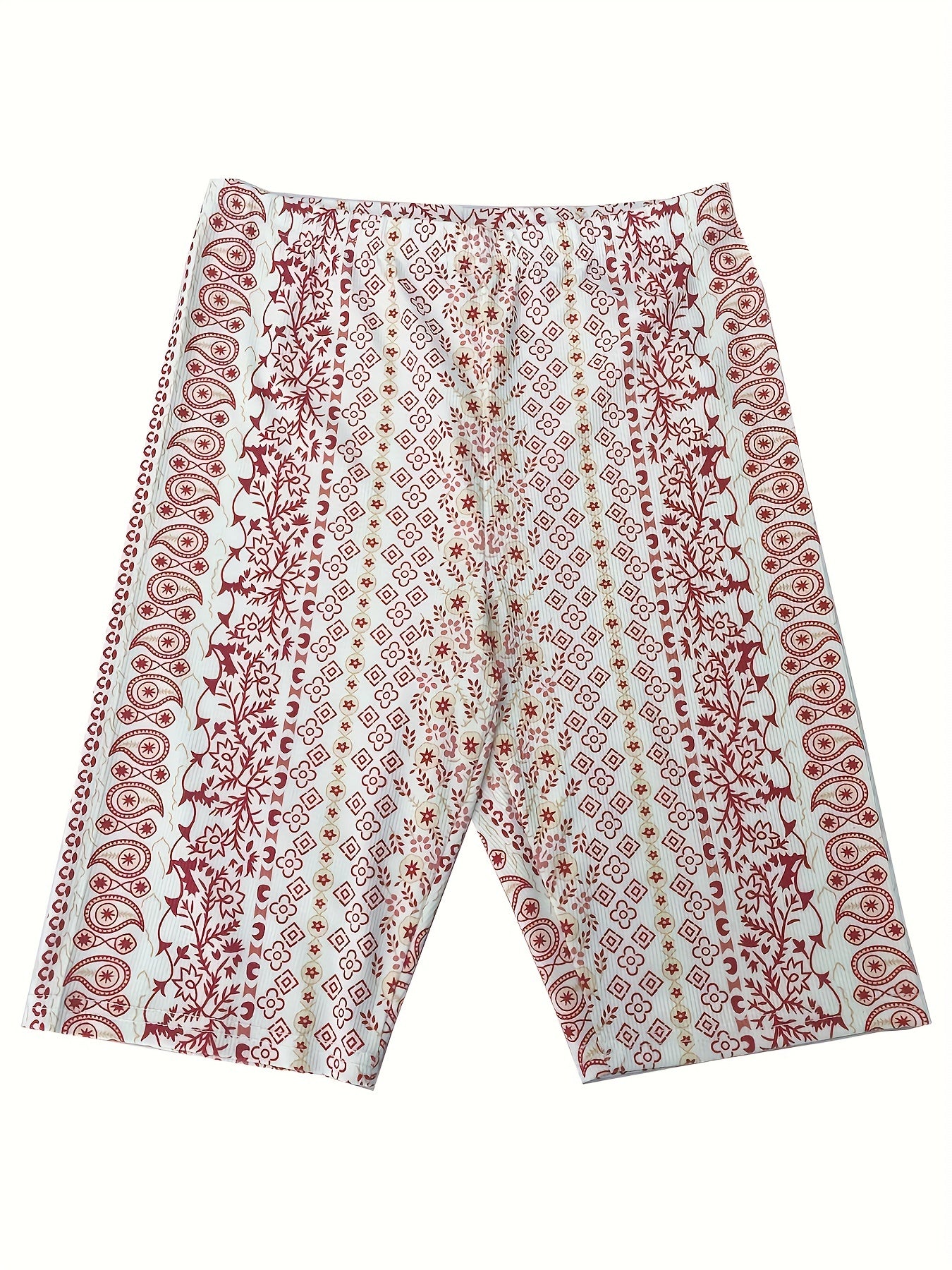 Paisley Print Boho Style Yoga Shorts High Elastic Sports Activewear