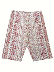 Paisley Print Boho Style Yoga Shorts High Elastic Sports Activewear