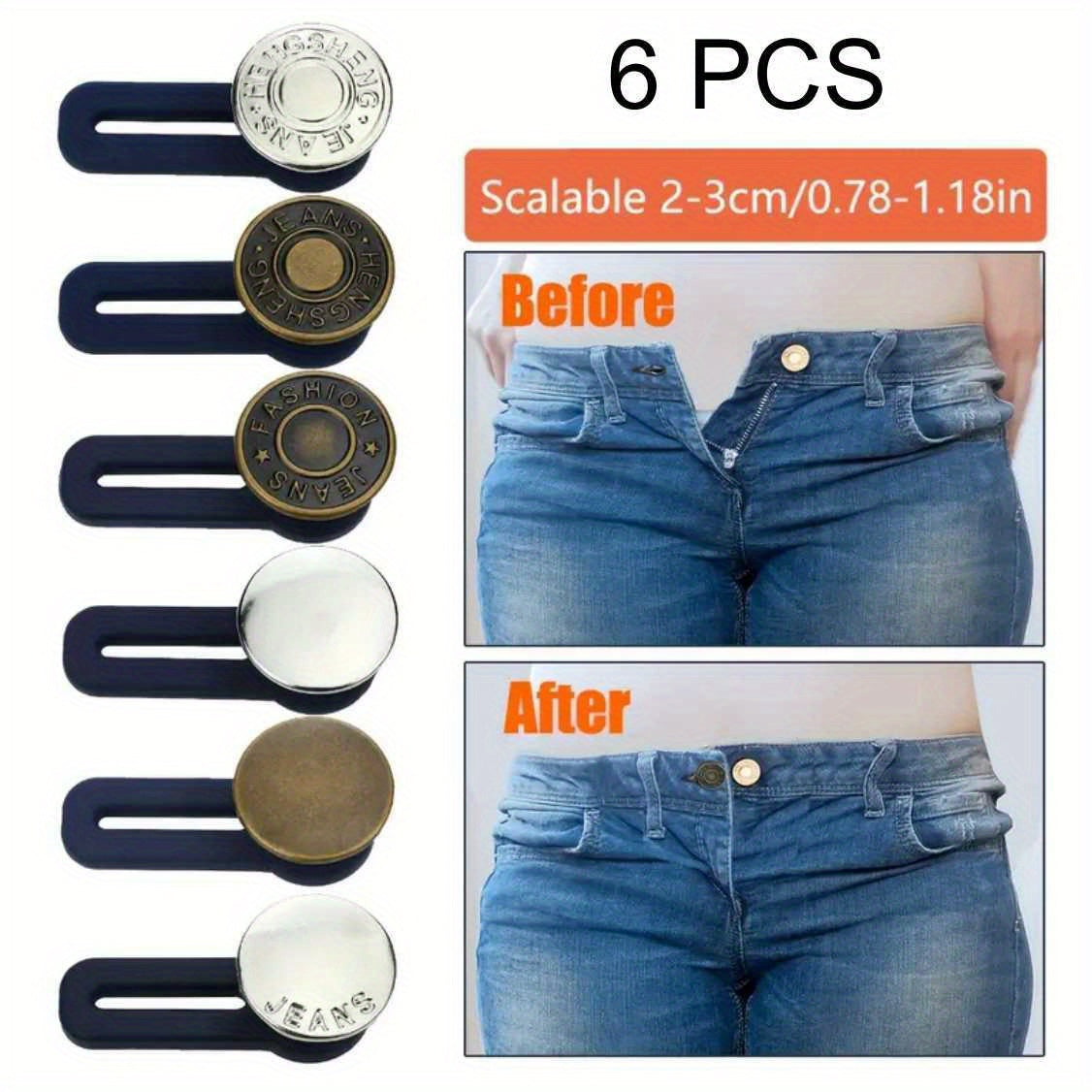 6pcs Button Extender For Pants Adjustable Waist Button Retractable Waistband
