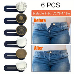 6pcs Button Extender For Pants Adjustable Waist Button Retractable Waistband