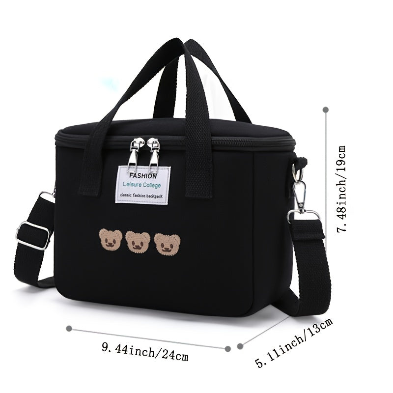 Large Capacity Insulated Lunch Bag for Students Canvas Mummy Bag