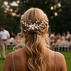MIALLO Bridal Hair Comb with Crystals & Floral Hairpin