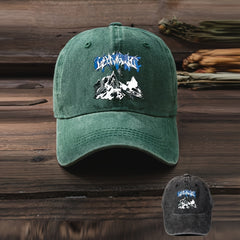Snow Mountain Print Baseball Cap Vintage Washed Distressed Hat