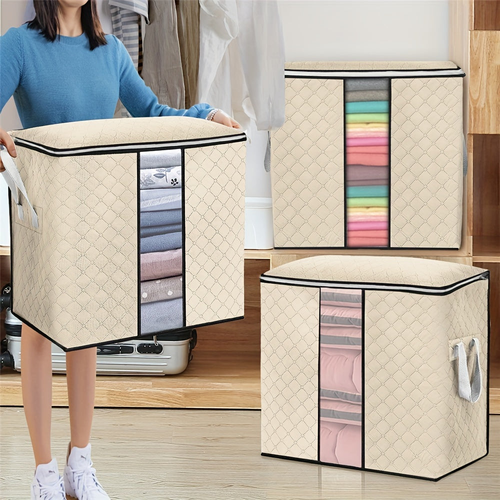 4pcs Zippered Clothes Storage Box Large Capacity Organizer